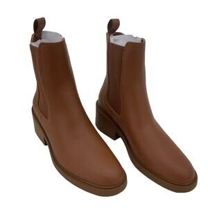 JF Brown Chelsea Boots Size 9 Faux Leather Women's